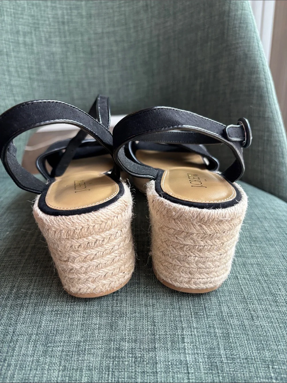 J. Crew black suede Espadrille Platform heels Sandals Classic Women’s 7.5 Summer